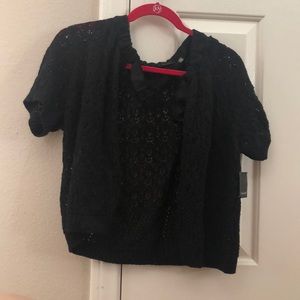 Crocheted Black overlay cardigan